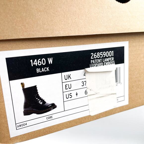 Dr Martens 1460 Boots Leopard Emboss Black Lace Up Combat Ankle Patent Sz 6 - Picture 12 of 12
